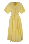 Weekend Max Mara Linen Dress With Midi Length And Pleated Skirt In Yellow