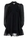 Weekend Max Mara Lace-insert Ruffled Mini Dress In Black