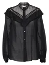 Weekend Max Mara Sheer Fabric Blouse Lace Detailing In Black
