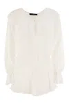 Weekend Max Mara Gauze Ruffle Blouse In White