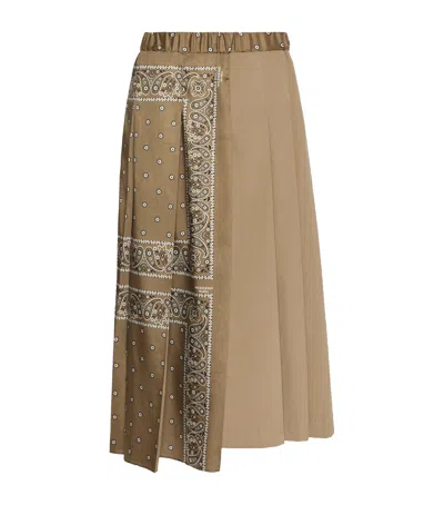 Weekend Max Mara Asymmetric Pleated Midi Skirt In Brown