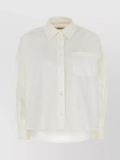Weekend Max Mara Aureo Poplin Shirt Chest Pocket In Gray
