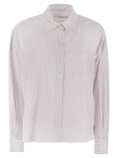 Weekend Max Mara Aureo Striped Long-sleeved Poplin Shirt In Blue