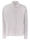 Weekend Max Mara Aureo Striped Long-sleeved Poplin Shirt In White