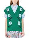 Weekend Max Mara Austria Embroidered Cotton Blend Vest In Green