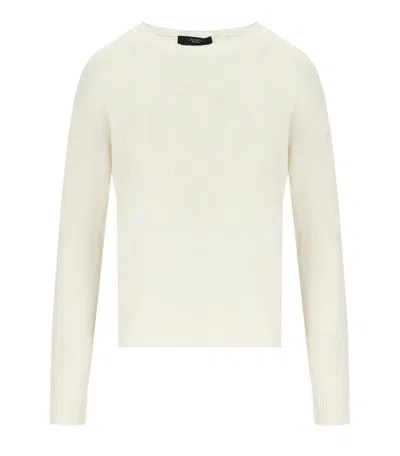 Weekend Max Mara Azteco White Crewneck Sweater In Yellow