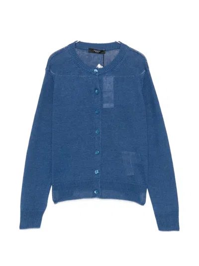 Weekend Max Mara Badia Button-up Knitted Cardigan In Blue