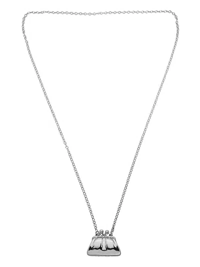 Weekend Max Mara Bag-shaped Chain Necklace In Gray