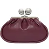 Weekend Max Mara Medium Leather Pasticcino Clutch Bag In Purple