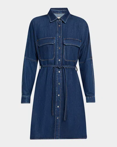 Weekend Max Mara Balenio Cotton Denim Mini Shirtdress In Blue