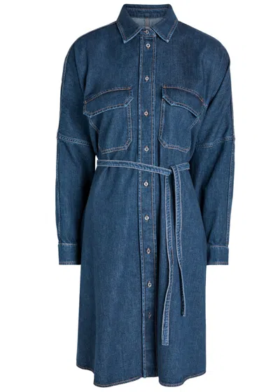 Weekend Max Mara Balenio Denim Mini Shirt Dress In Blue