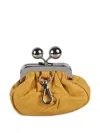 Weekend Max Mara Ball-embellished Leather Coin Purse In Brown