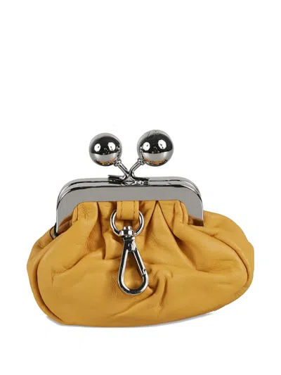 Weekend Max Mara Ball-embellished Leather Coin Purse In Brown