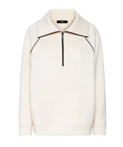 Weekend Max Mara Ballata Half-zip Contrast-piping Sweatshirt In Neutral