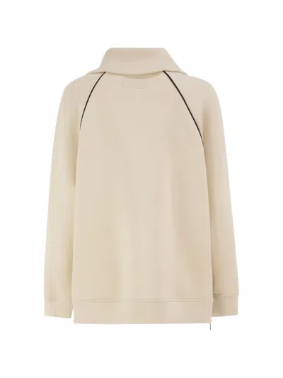 Weekend Max Mara Ballata Half-zip Contrast-piping Sweatshirt In Neutrals
