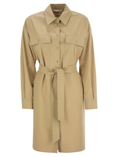 Weekend Max Mara Lapel Long Sleeve Dress In Beige