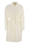Weekend Max Mara Balocco Button Detailed Belted Dress In White