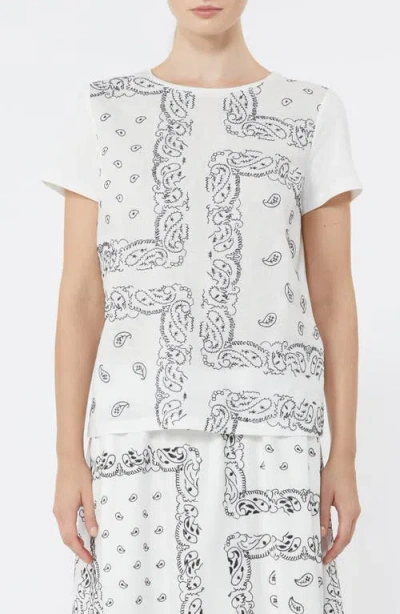 Weekend Max Mara Bandana Print Mixed Media Tee In Brown
