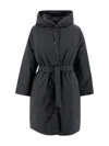 Weekend Max Mara Reversible Down Jacket In Water-repellent Twill In Black