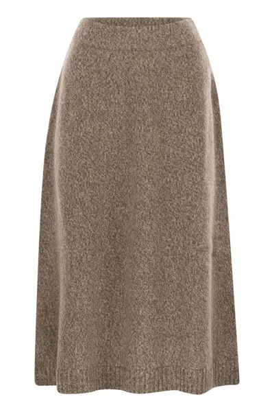 Weekend Max Mara Barnaba - Wool Yarn Skirt In Brown