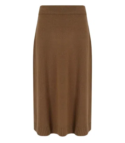 Weekend Max Mara Barnaba Brown Knitted Midi Skirt