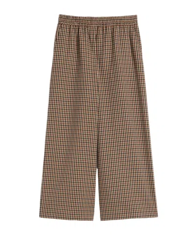Weekend Max Mara Basketweave Wool And Cotton Trousers In Brown