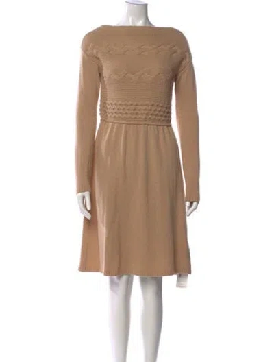 Pre-owned Weekend Max Mara Bateau Neckline Knee-length Dress In Neutrals