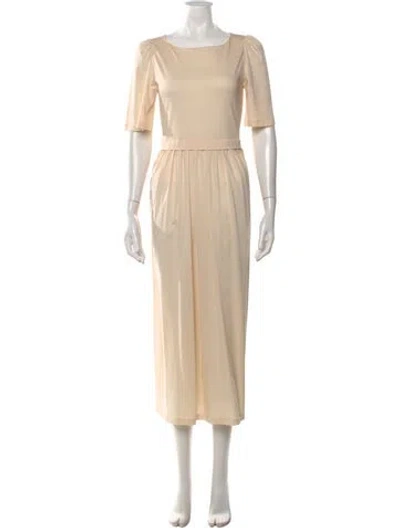 Pre-owned Weekend Max Mara Bateau Neckline Long Dress In Neutral