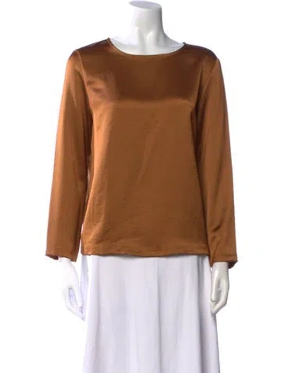 Pre-owned Weekend Max Mara Bateau Neckline Long Sleeve Blouse In Brown