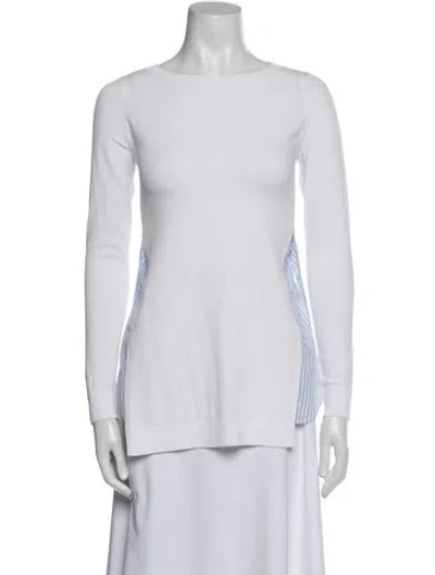Pre-owned Weekend Max Mara Bateau Neckline Long Sleeve Top In White