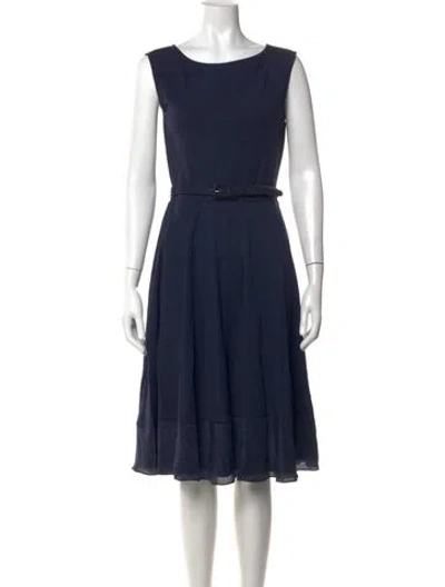Pre-owned Weekend Max Mara Bateau Neckline Midi Length Dress In Blue