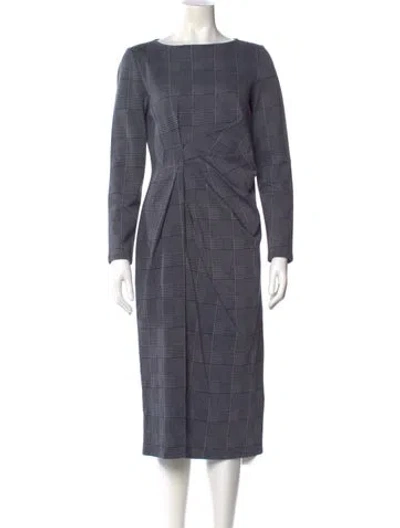 Pre-owned Weekend Max Mara Bateau Neckline Midi Length Dress In Gray
