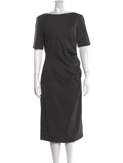 Pre-owned Weekend Max Mara Bateau Neckline Midi Length Dress In Gray