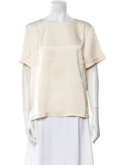 Pre-owned Weekend Max Mara Bateau Neckline Short Sleeve Blouse In Neutral