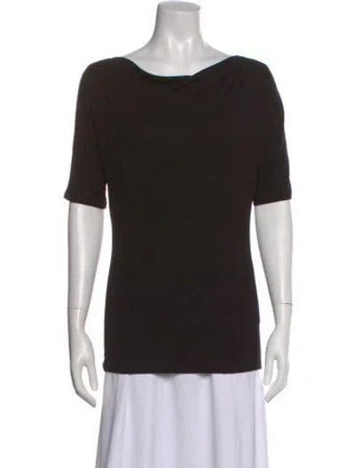 Pre-owned Weekend Max Mara Bateau Neckline Short Sleeve Top In Black