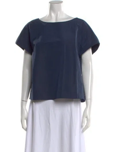 Pre-owned Weekend Max Mara Bateau Neckline Short Sleeve Top In Blue
