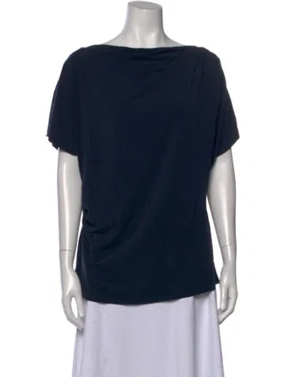 Pre-owned Weekend Max Mara Bateau Neckline Short Sleeve Top In Blue