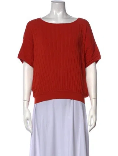Pre-owned Weekend Max Mara Bateau Neckline Short Sleeve Top In Orange