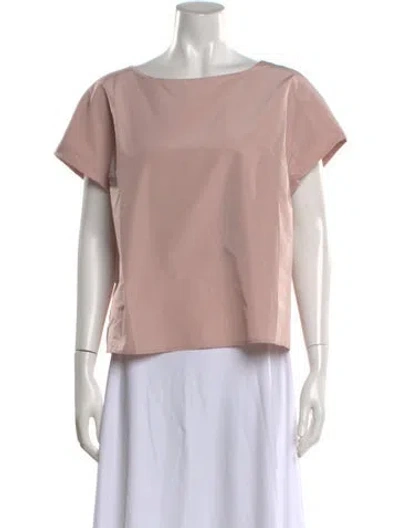 Pre-owned Weekend Max Mara Bateau Neckline Short Sleeve Top In Pink
