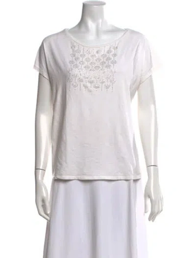 Pre-owned Weekend Max Mara Bateau Neckline Short Sleeve T-shirt In Neutral