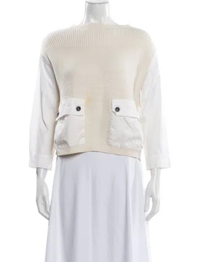 Pre-owned Weekend Max Mara Bateau Neckline Sweater In White
