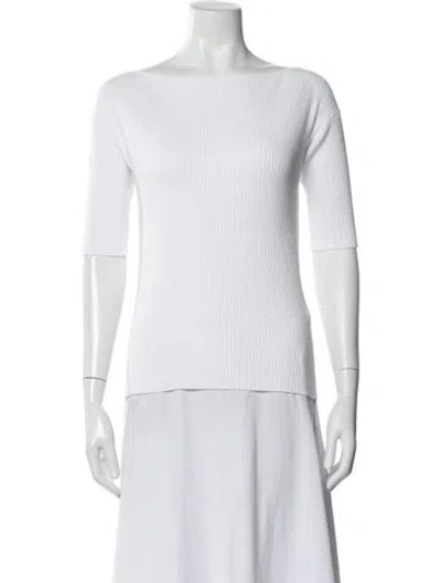 Pre-owned Weekend Max Mara Bateau Neckline Three-quarter Sleeve Top In White