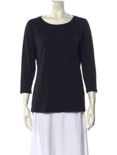 Pre-owned Weekend Max Mara Bateau Neckline Three-quarter Sleeve T-shirt In Black