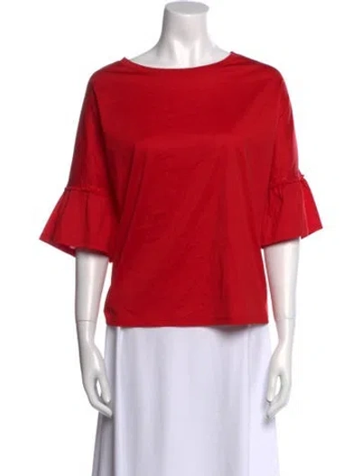 Pre-owned Weekend Max Mara Bateau Neckline Three-quarter Sleeve T-shirt In Red