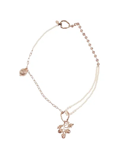 Weekend Max Mara Bead Charm Metal Necklace In Gold