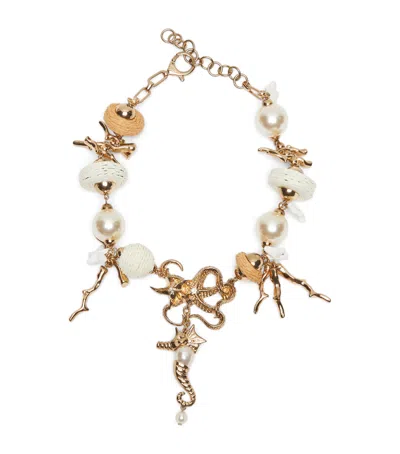 Weekend Max Mara Beaded Charm Necklace In Yellow