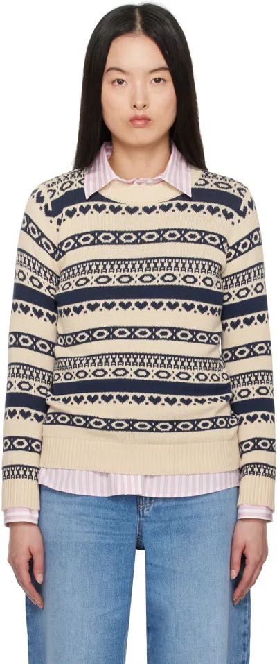 Weekend Max Mara Beige & Navy Teheran Sweater In 015 Navy
