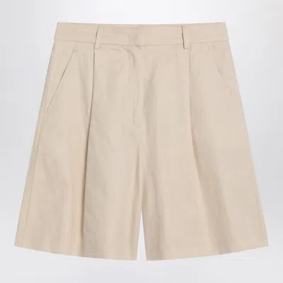 WEEKEND MAX MARA WEEKEND MAX MARA  BEIGE BERMUDA SHORTS IN COTTON AND LINEN