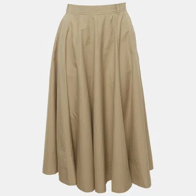 Pre-owned Weekend Max Mara Beige Cotton Flared Midi Skirt M In Sand