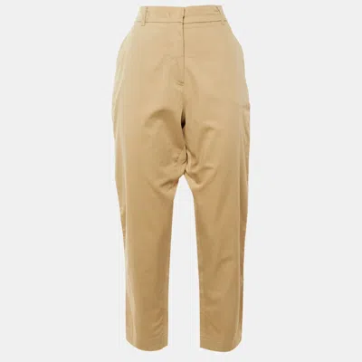 Weekend Max Mara Beige Cotton Tapered Trousers In Brown